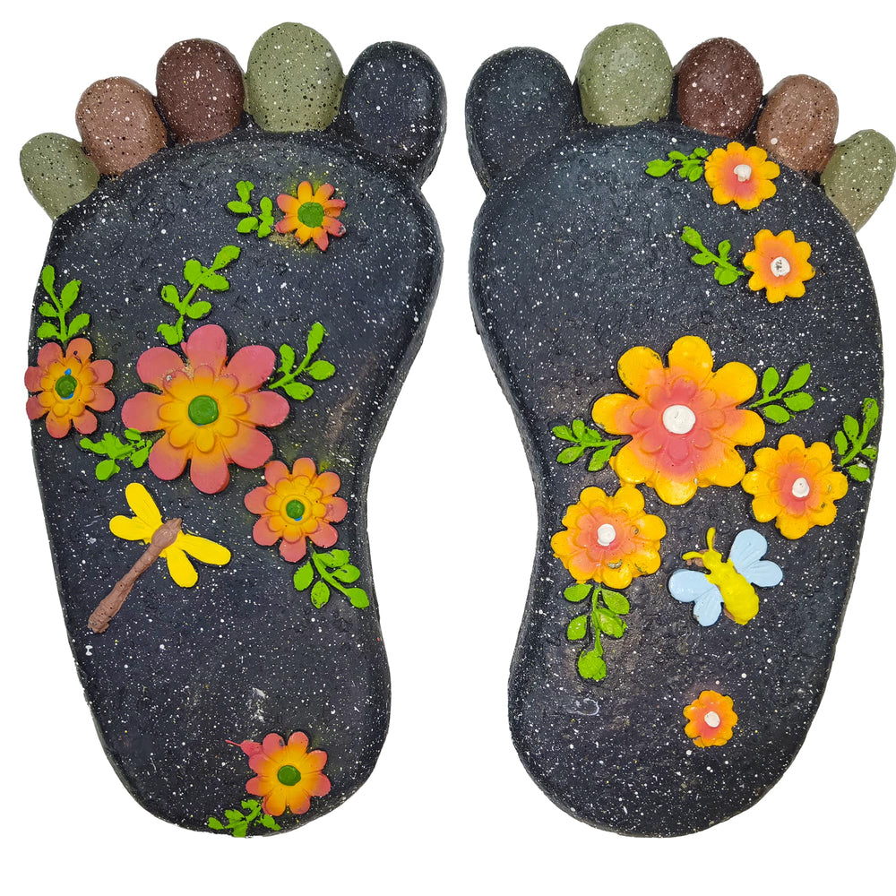 QZSDBWHCB front view of footprint stone showing decorative shape and safe step
