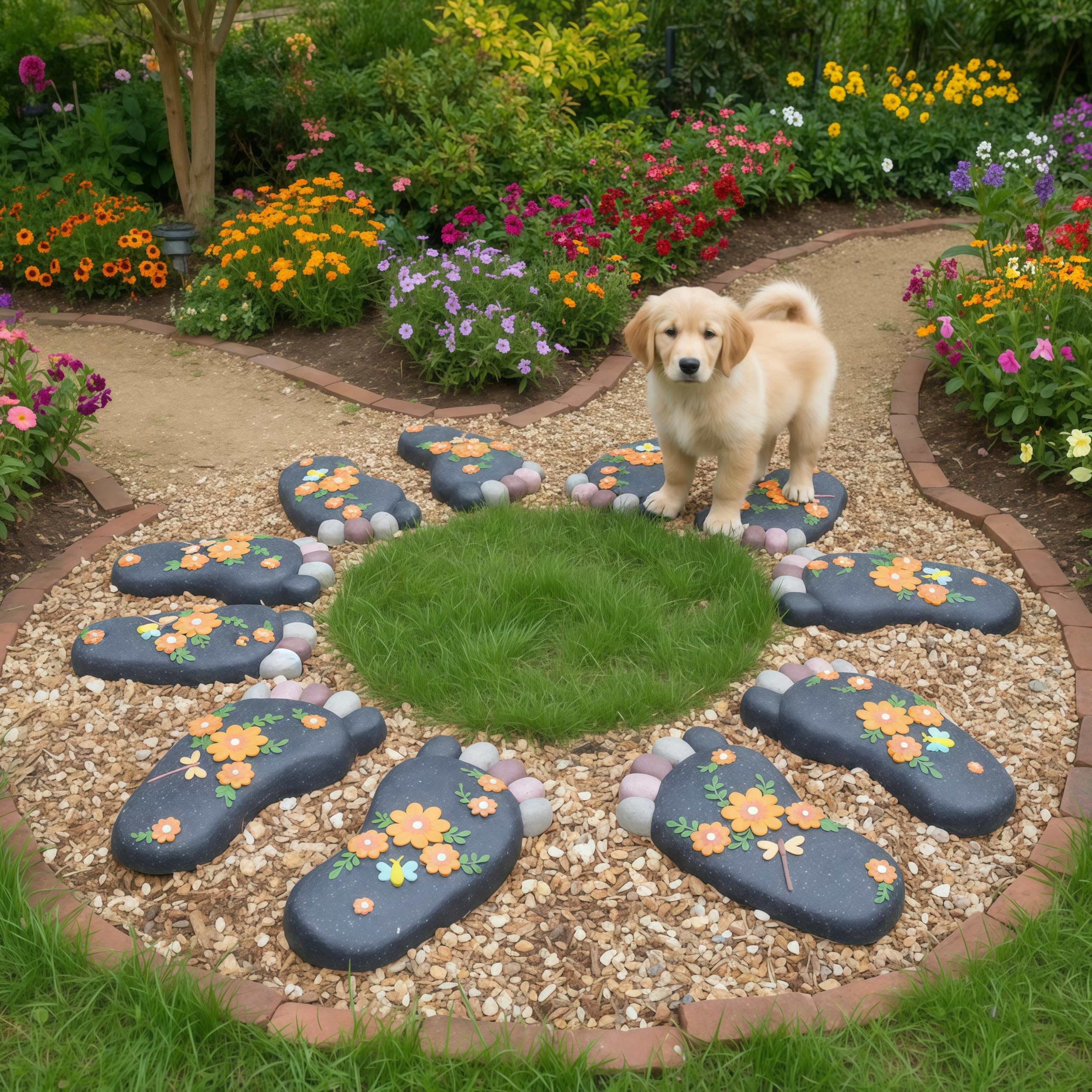 QZSDBWHCB stones placed in garden path creating colorful walkway