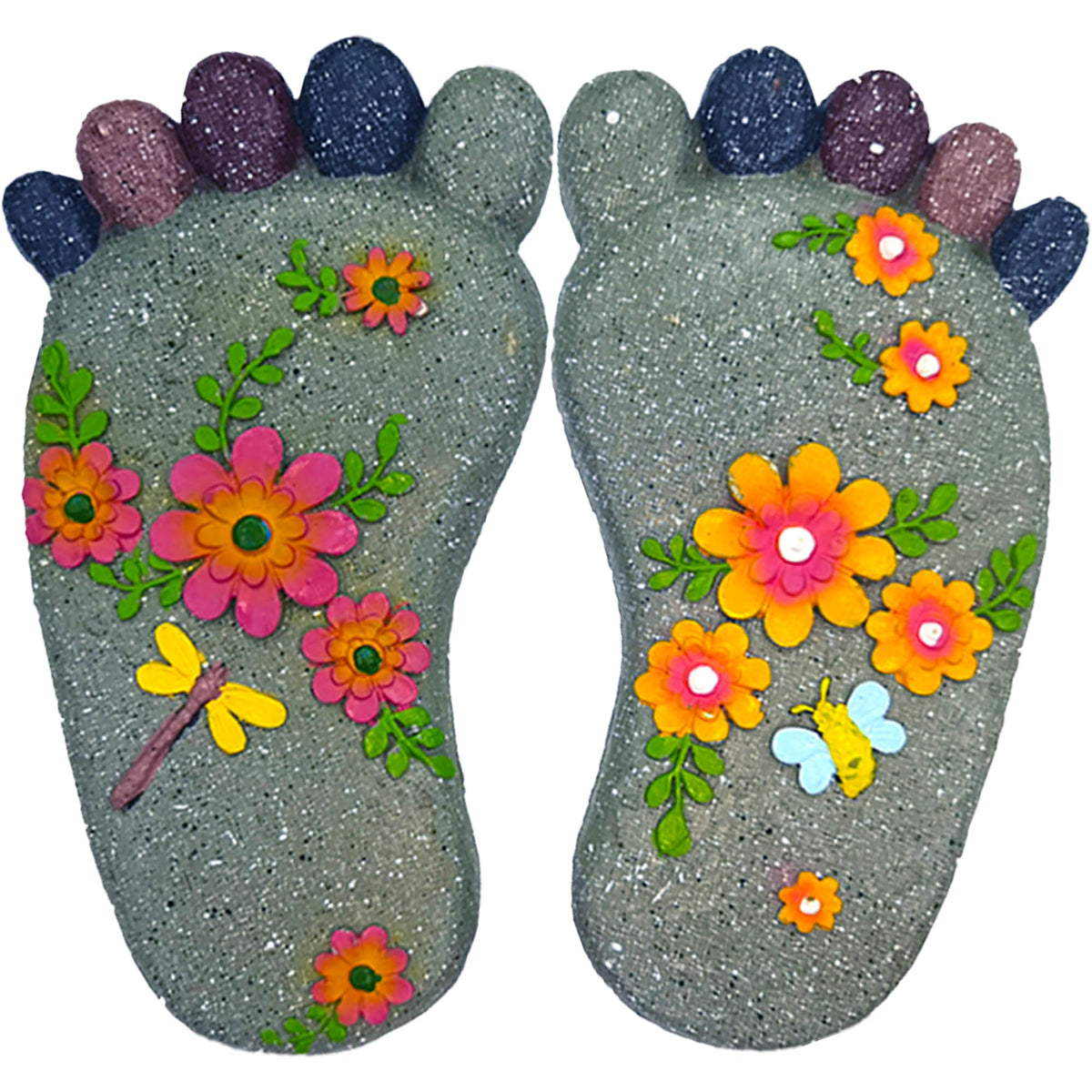 QZSDBWHCB front view of footprint stepping stones showing playful design and curb appeal