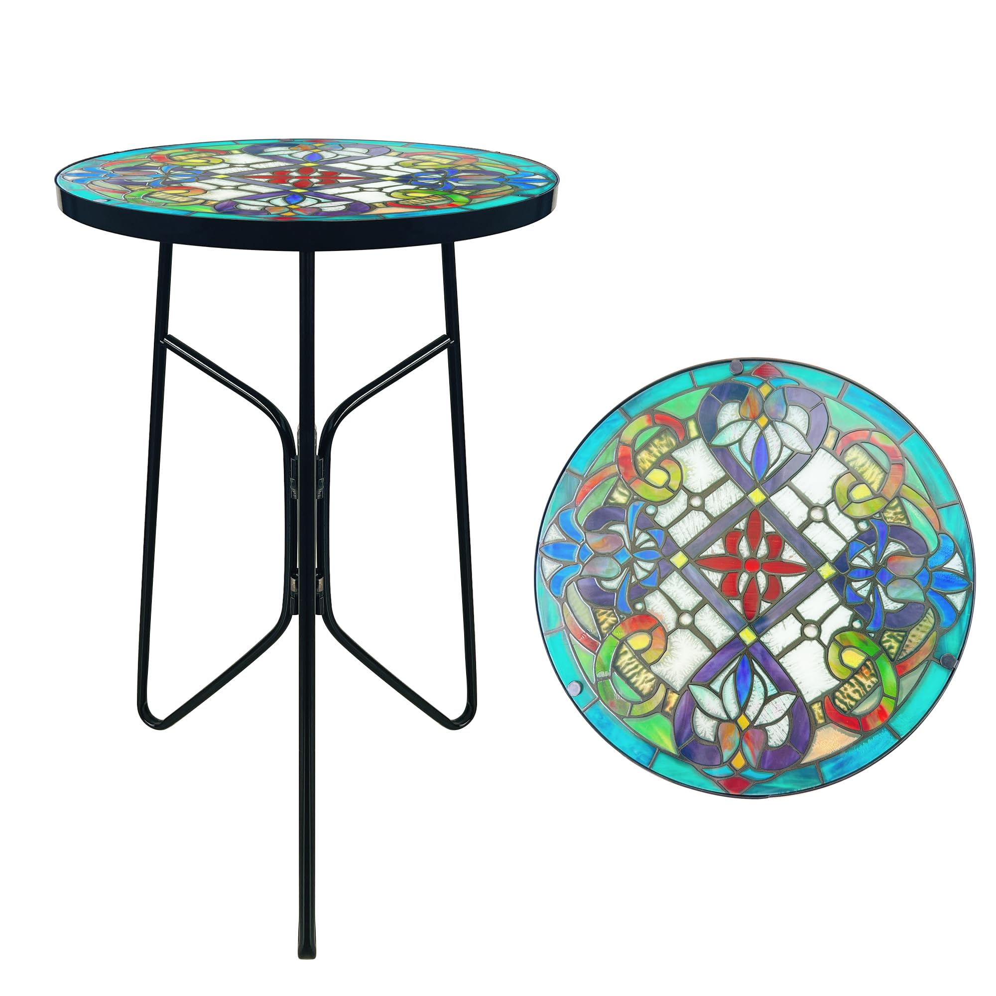QZXYGY front view of floral mosaic tabletop showing decorative curb appeal
