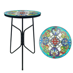 QZXYGY front view of floral mosaic tabletop showing decorative curb appeal