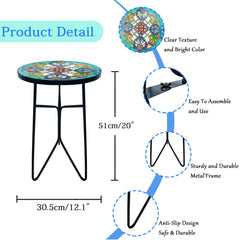 QZXYGY side table placed in a garden setting adding colorful outdoor charm