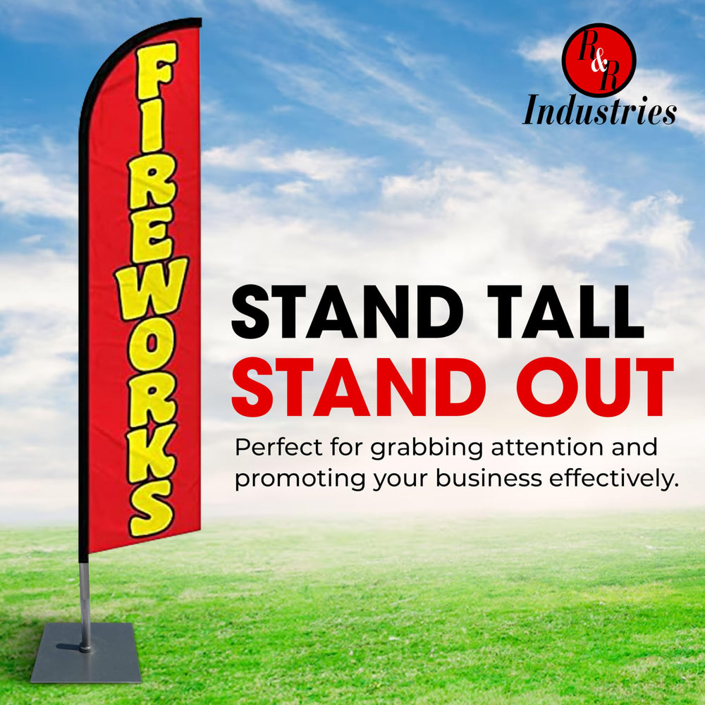 R and R Industries base installed at storefront keeping promotional flag upright and visible