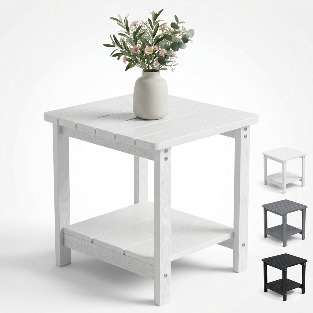 RACCOON FOREST front view of white side table showing clean design and durability
