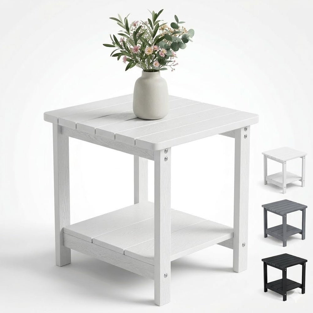 RACCOON FOREST front view of white side table showing clean design and durability