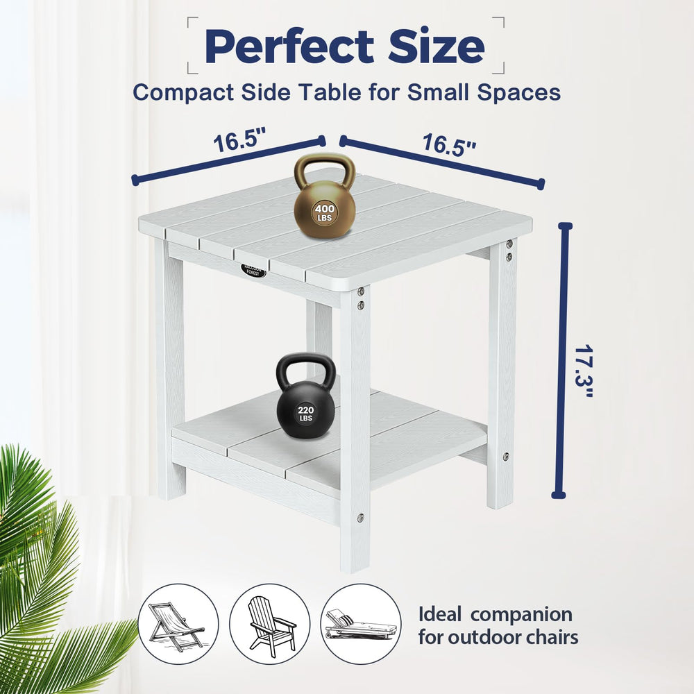 RACCOON FOREST two-tier shelf holding drinks demonstrating heavy-duty stability