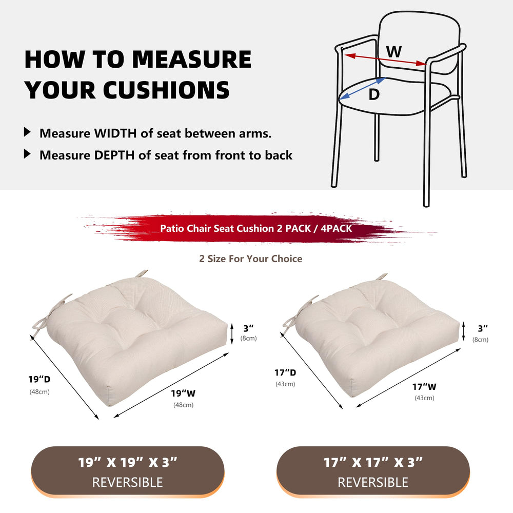 RACE LEAF cushion on dining chair showing 17x17x3 size and seating comfort comparison