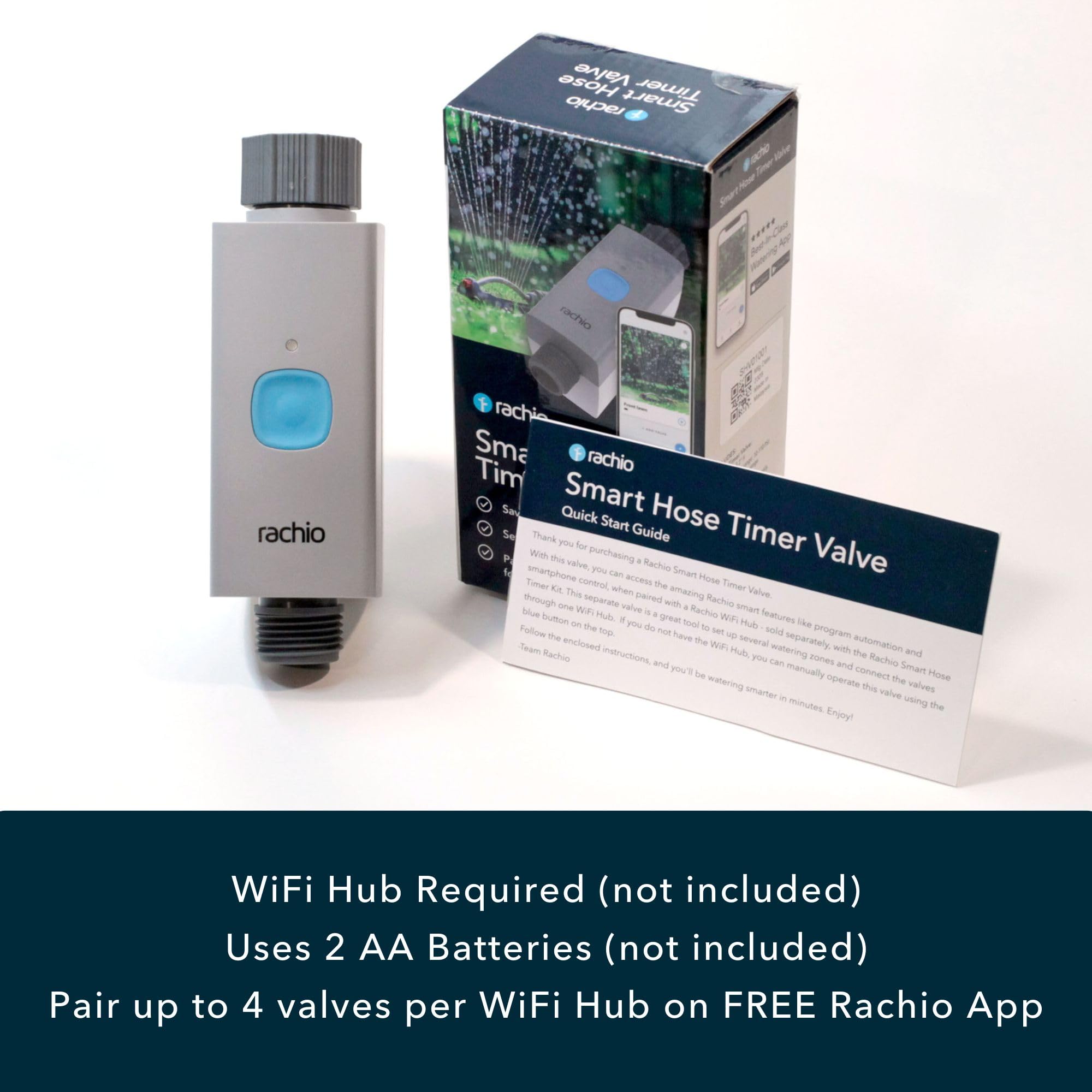 Rachio valve close-up of quick-run button for instant manual watering