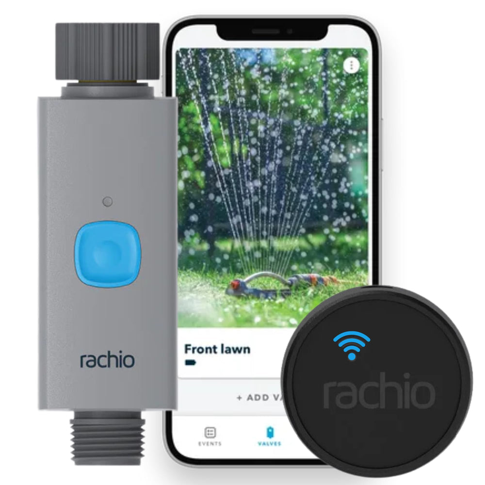 Rachio valve front view showing durable housing and easy connection benefit