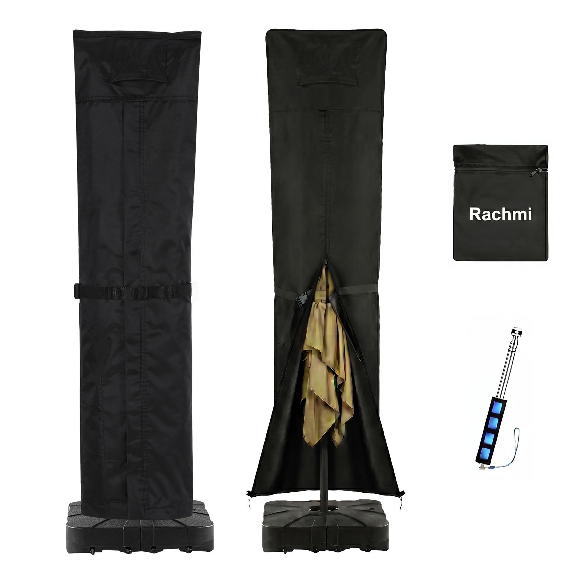 Rachmi front view cover fitted on cantilever umbrella protects from elements