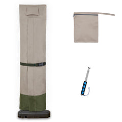 Rachmi front view on cantilever umbrella showing full coverage and protection