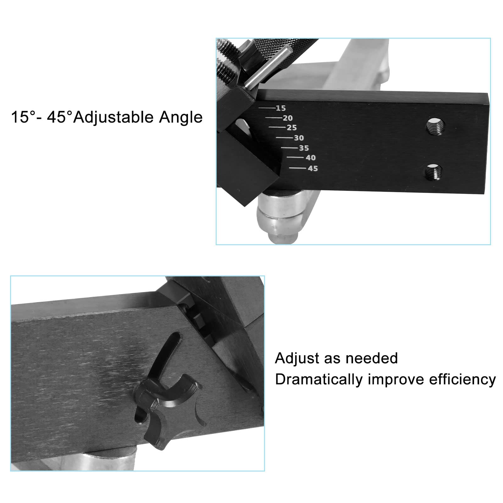 RACTOP close-up of the angle scale and adjustments, precise angle selection benefit