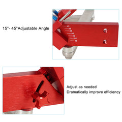RACTOP closeup of angle dial demonstrating 15°–45° adjustment for precise bevel control