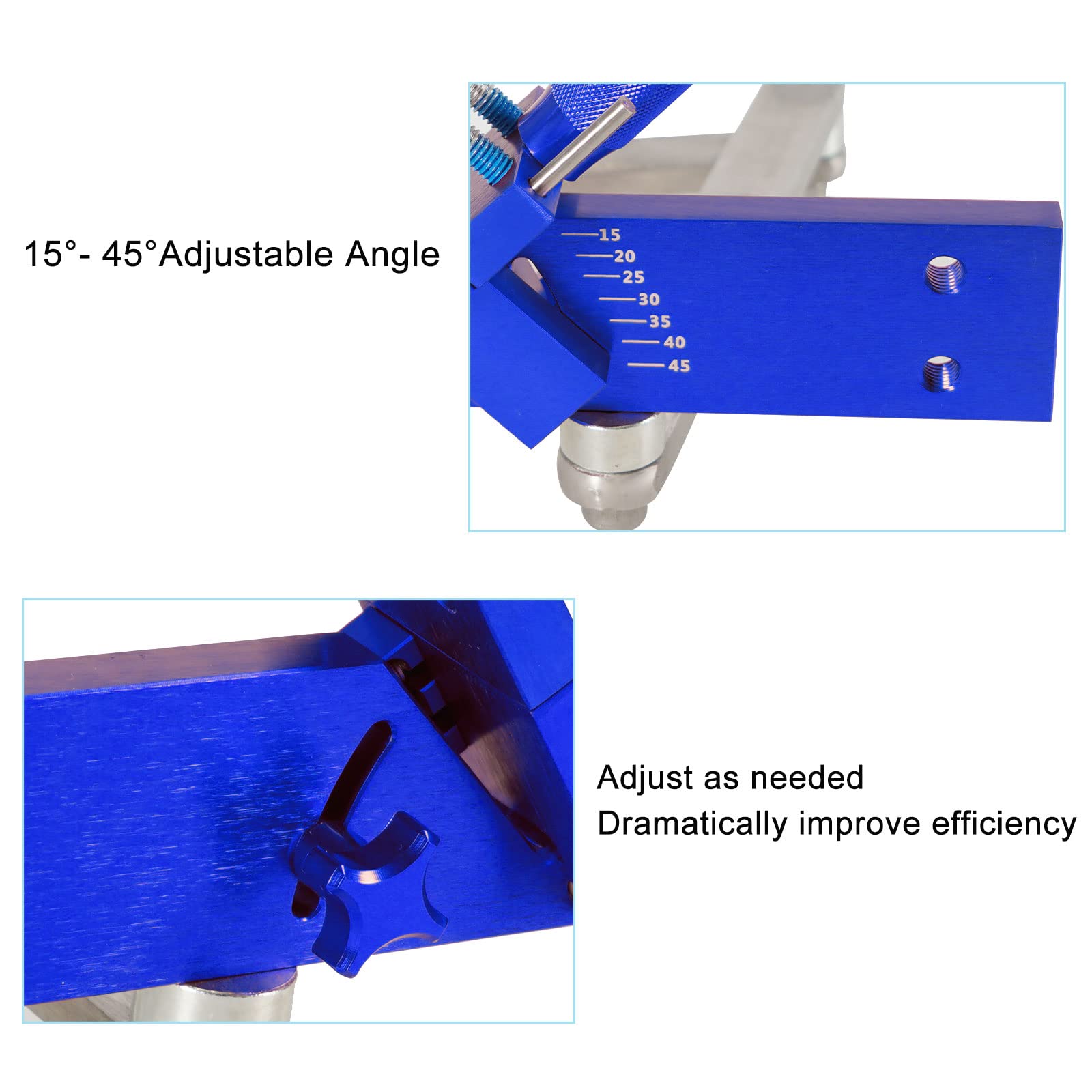 RACTOP close-up of angle selector demonstrating 15°–45° adjustment for precise bevels