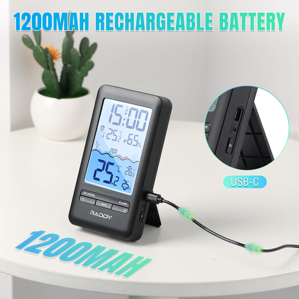 Raddy console rear view highlighting USB-C charging port and battery access