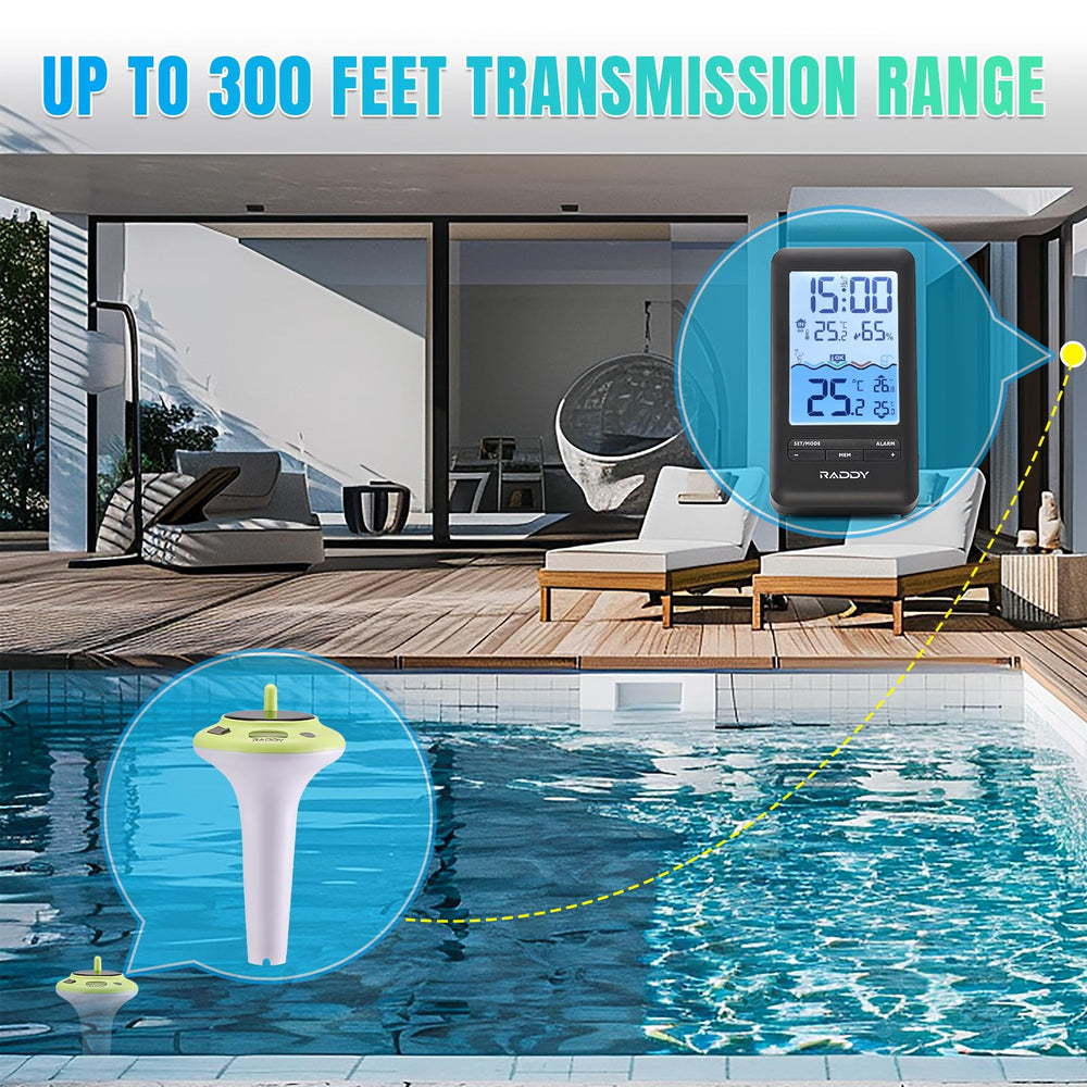 Raddy floating sensor top view demonstrating stable floating and easy visibility