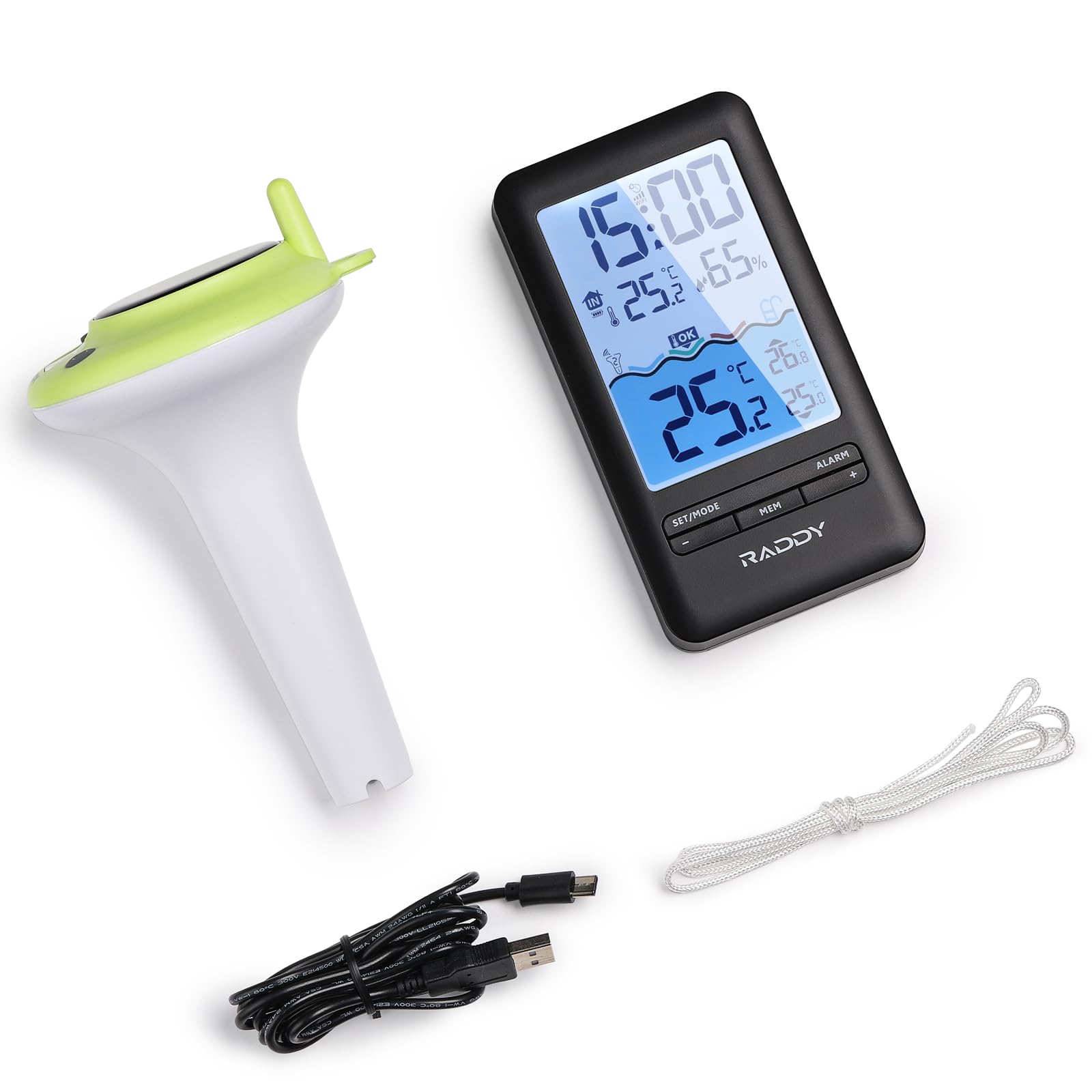 Raddy PT-5 packaging with USB-C cable and sensor emphasizing complete kit readiness