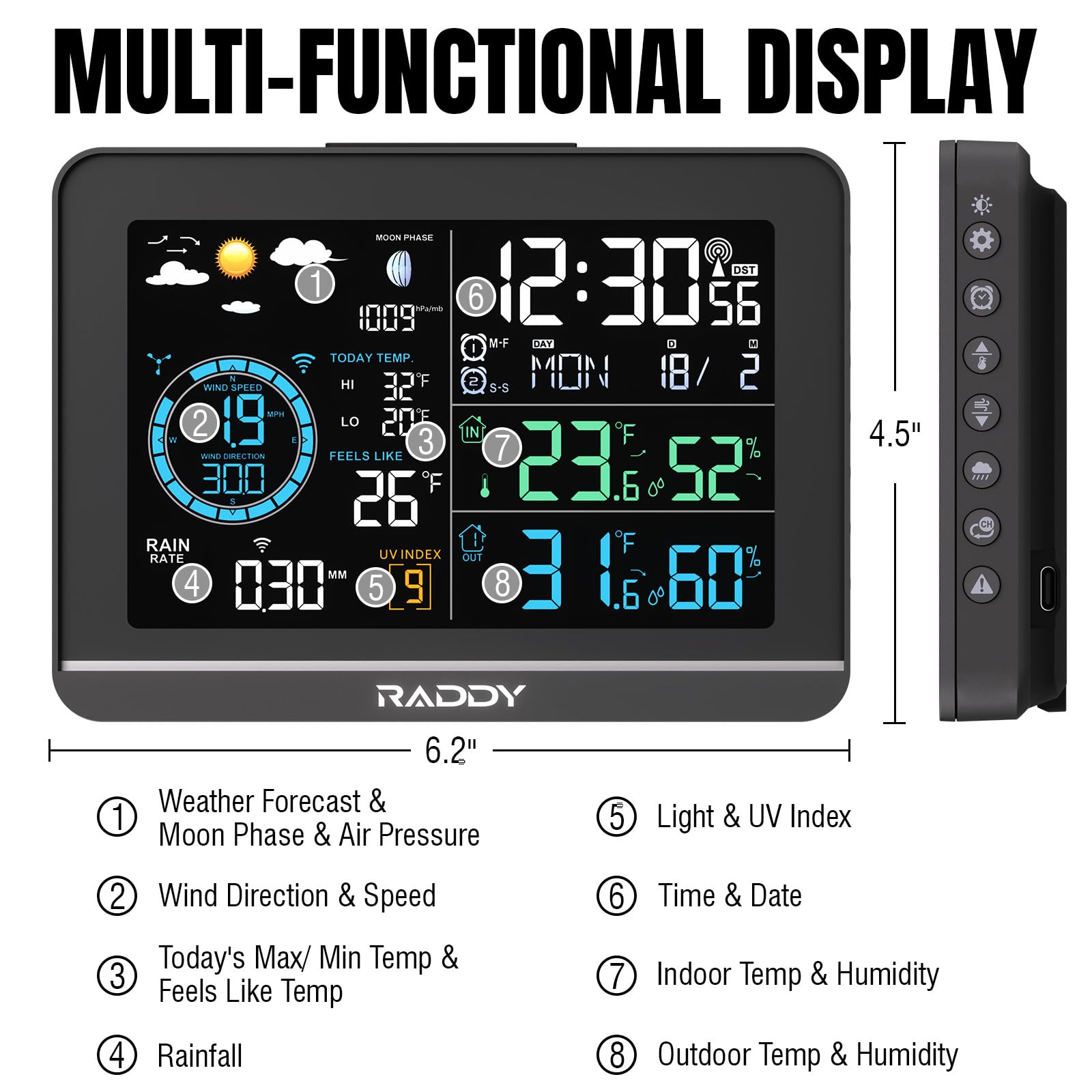 Raddy outdoor sensor assembly mounted, durable all-in-one monitoring