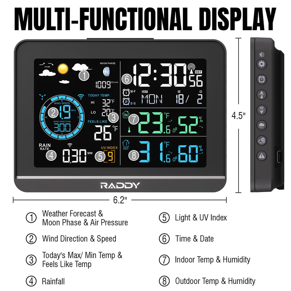 Raddy outdoor sensor assembly mounted, durable all-in-one monitoring