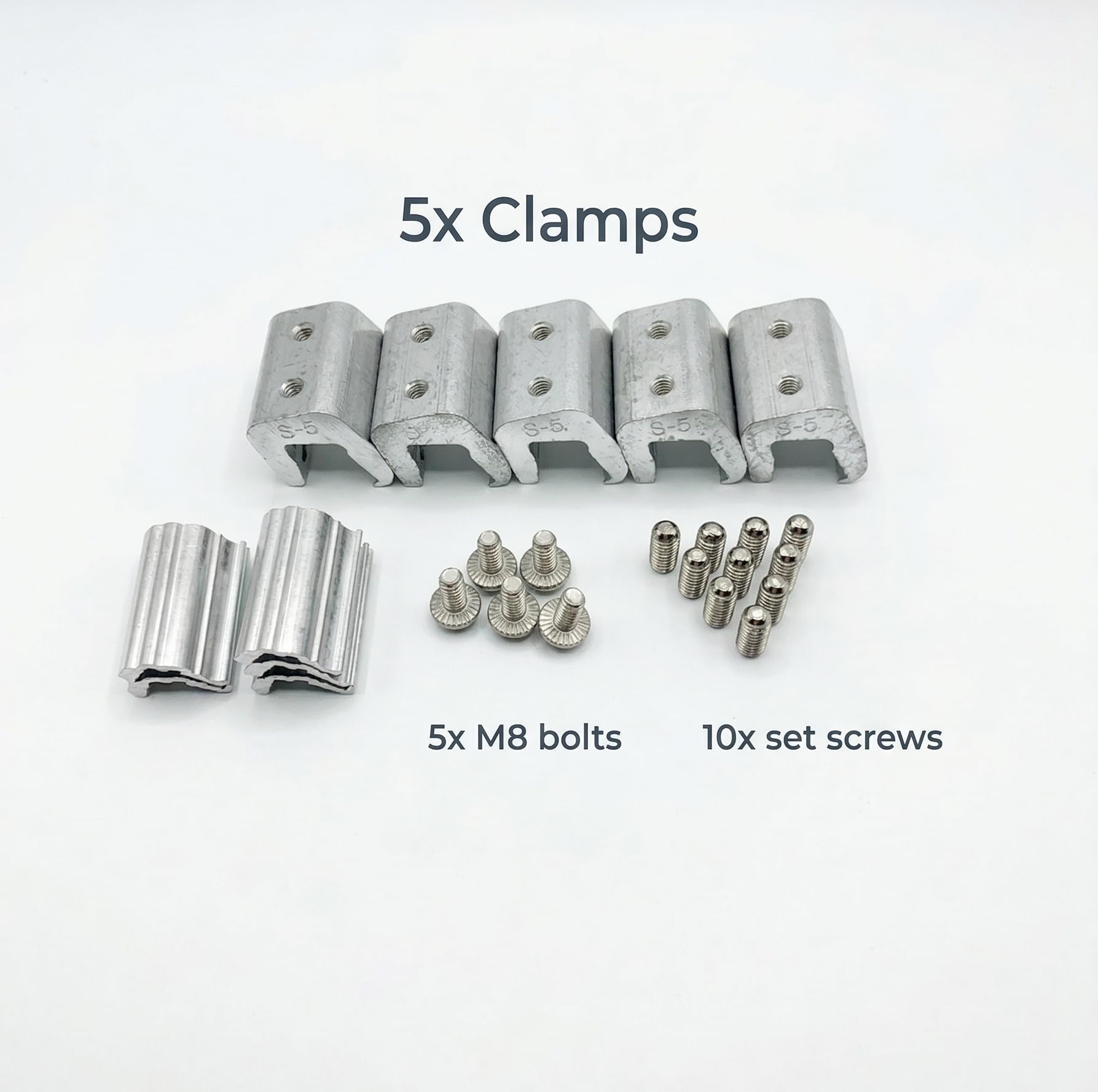 Radiant Solutions close-up of bullet-nosed stainless set screws, showing non-penetrating secure grip benefit