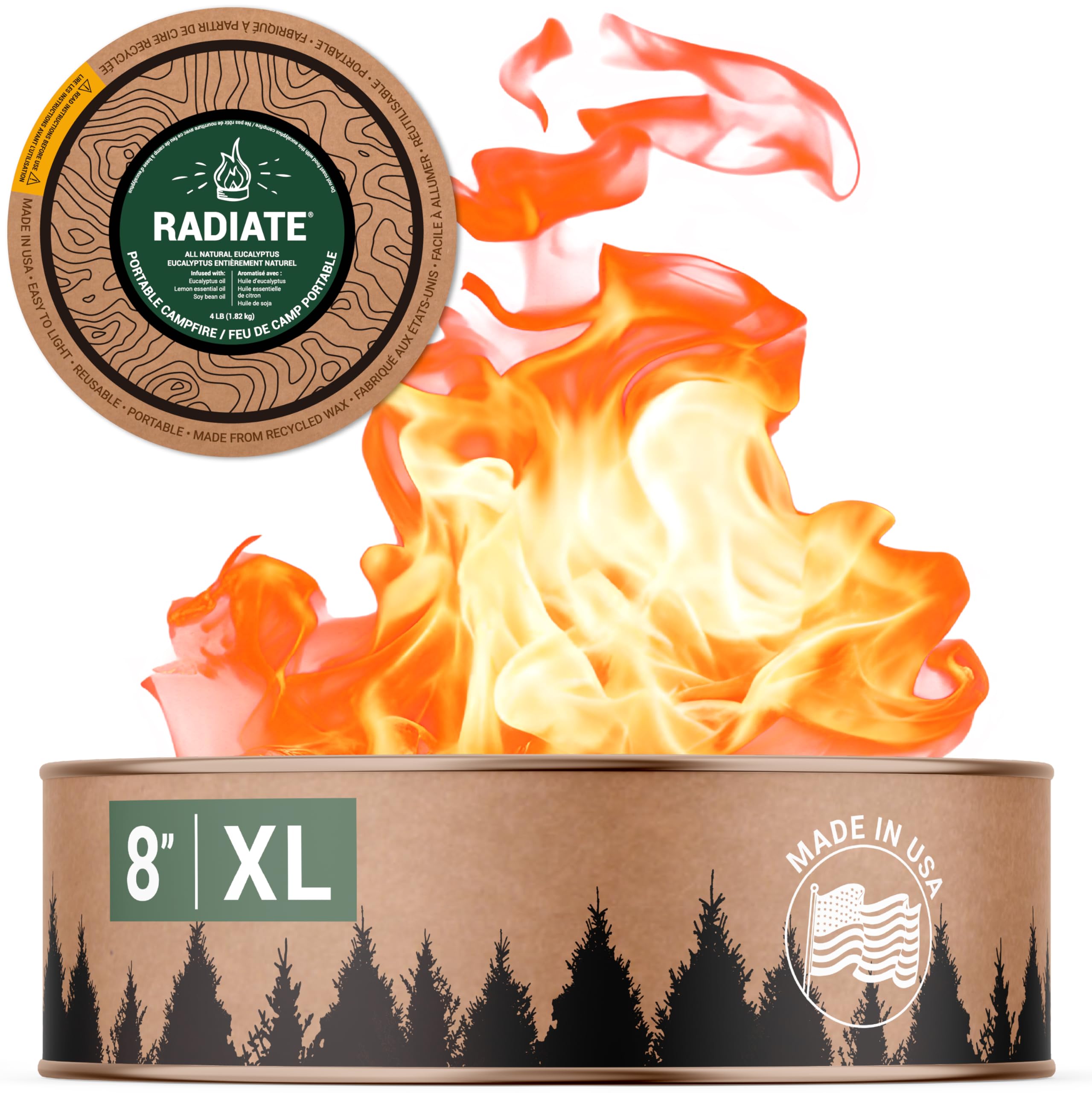 Radiate front packaging showing brand and eucalyptus scent for instant warmth