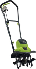 Radius Earthwise front view showing compact cultivator and immediate maneuverability benefit