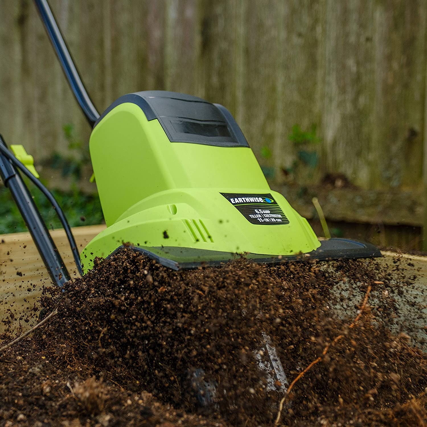 Radius Earthwise close-up of four steel tines highlighting durable soil penetration