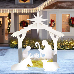 Raemean front view of full nativity set showing clear silhouette and yard appeal