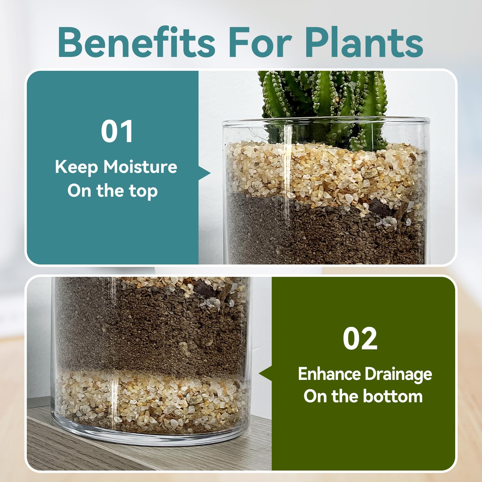Rahato sand used as top dressing in planter providing clean, decorative finish