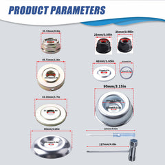 RAHQHD layout of adapter components demonstrating universal fit options
