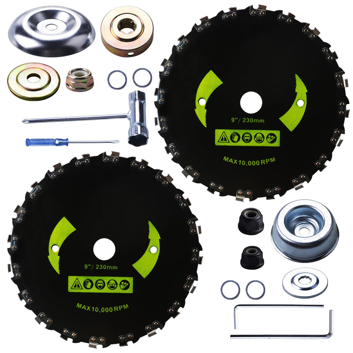RAHQHD front view of packaged two-blade kit showing accessories and benefits