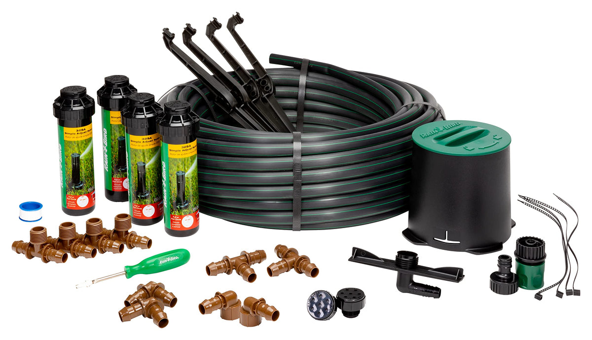 Rain Bird 32HE front packaging showing kit contents and benefits