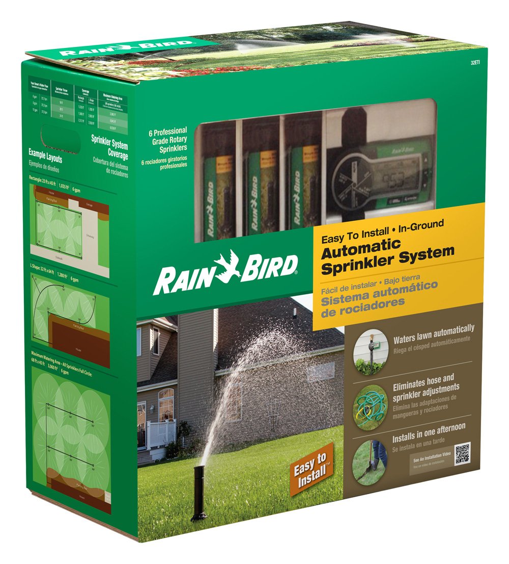 Rain Bird 32SA rotor close-up highlighting Rain Curtain nozzle for even coverage