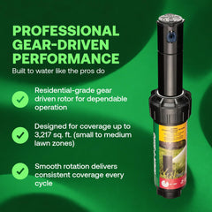 Rain Bird 42SA popped up in turf demonstrating reliable operation benefit