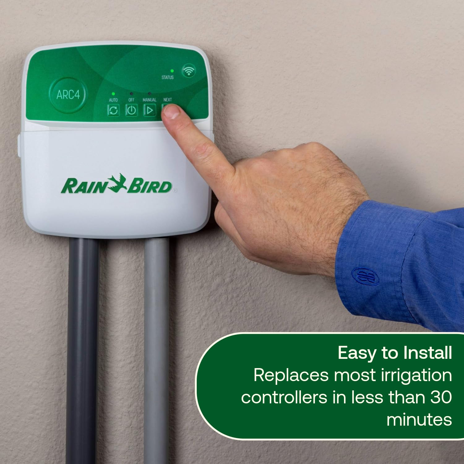 Rain Bird ARC6 mounted indoors in utility closet for tidy, safe installation