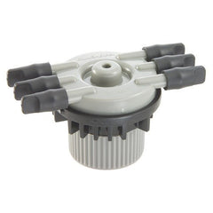 Rain Bird EMT-6XERI front view showing six capped outlets for quick multi-point irrigation setup