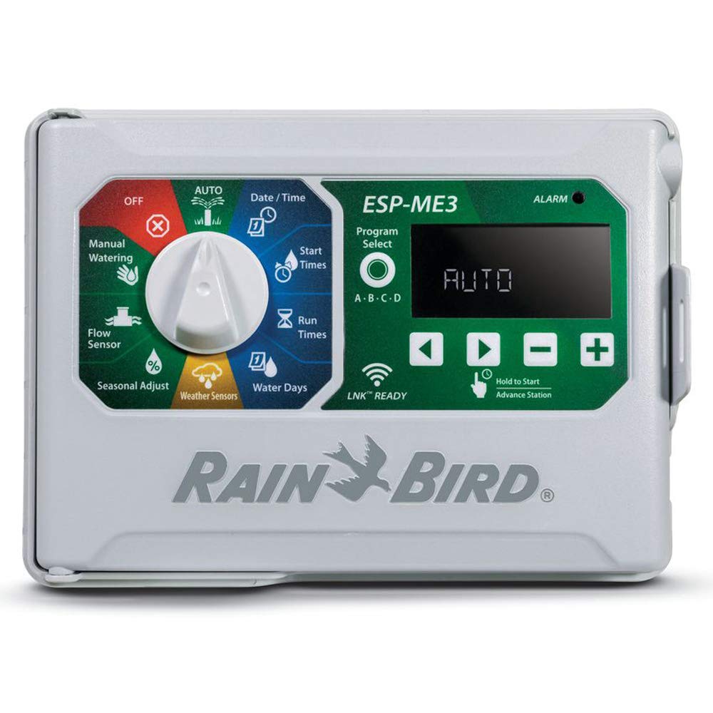Rain Bird ESP-ME3 front panel showing layout and labeling for easy programming