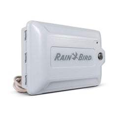 Rain Bird ESP-ME3 side view with power plug demonstrating indoor/outdoor powerflexibility