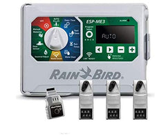 Rain Bird ESP-ME3 front panel showing dial and back-lit display for easy programming