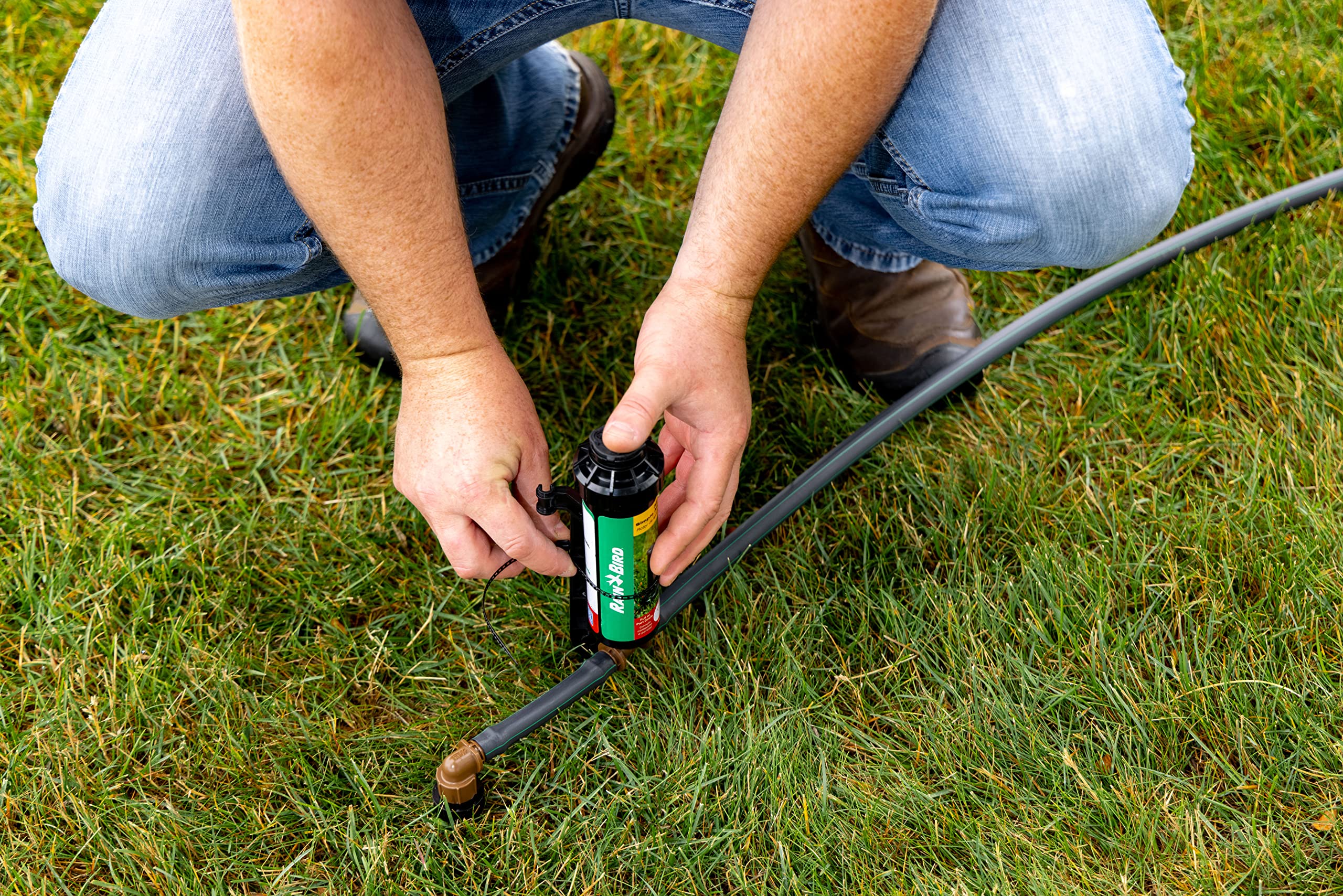 Rain Bird sprinkler risen 4 inches demonstrating clearance for tall grass