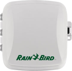 Rain Bird TM2-6 installed outdoors beside garden showing durable weather-resistant housing advantage