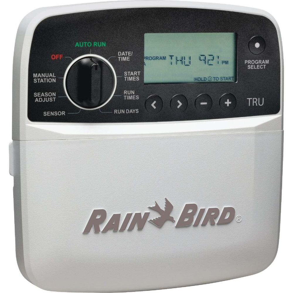 Rain Bird tru4i frontal mostrando carcasa sellada y fácil instalación