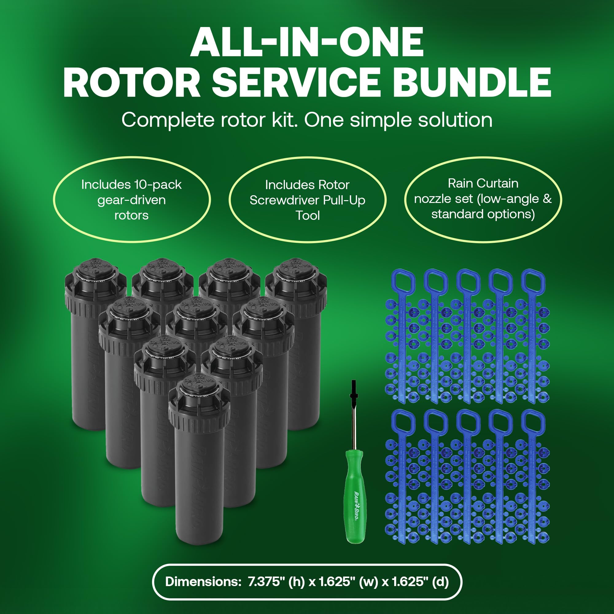 Rain Bird rotor closed-case body detail, debris-resistant and durable benefit