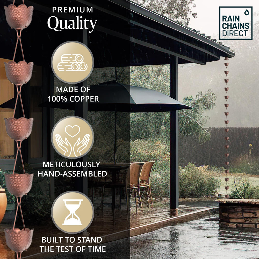 Rain Chains Direct capturing water flow through pineapple cups during rain, creating soothing outdoor sound