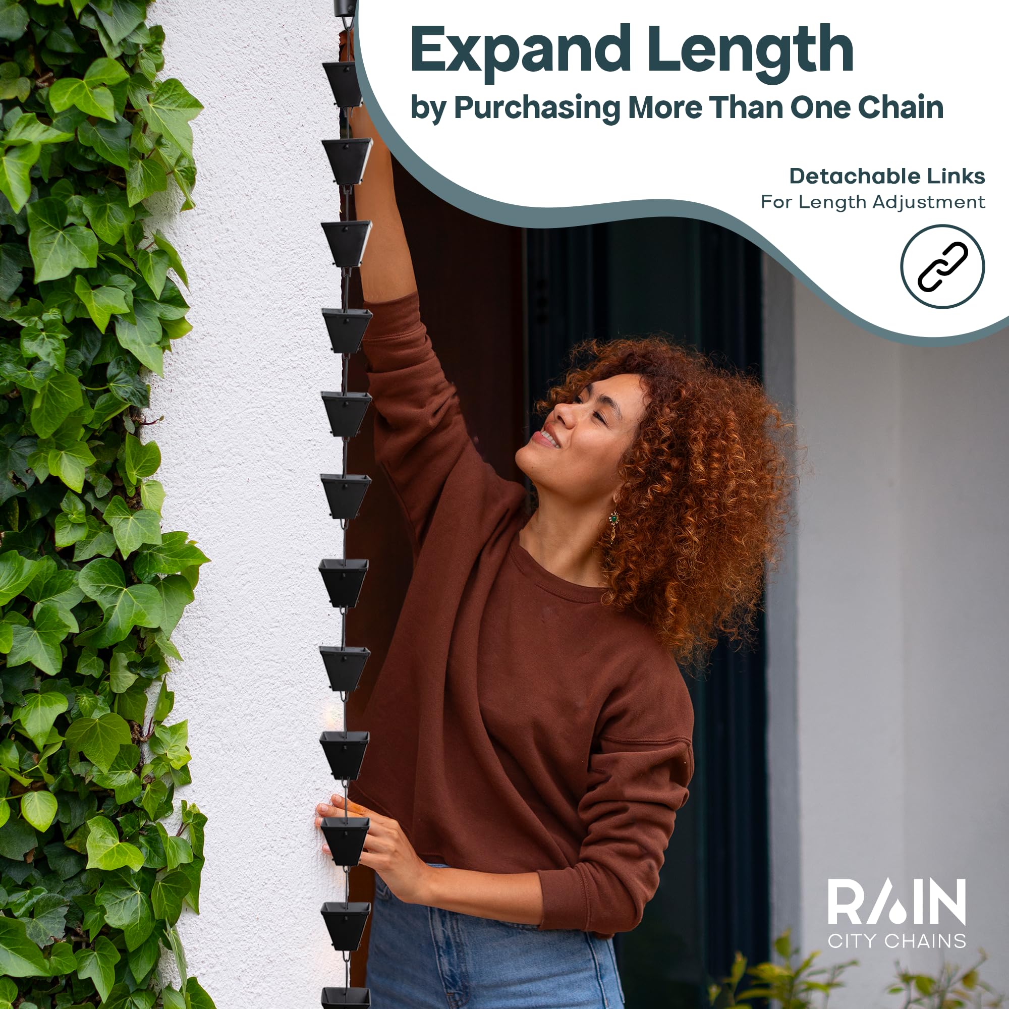 Rain City Chains on a modern home adding decorative style and reliable drainage