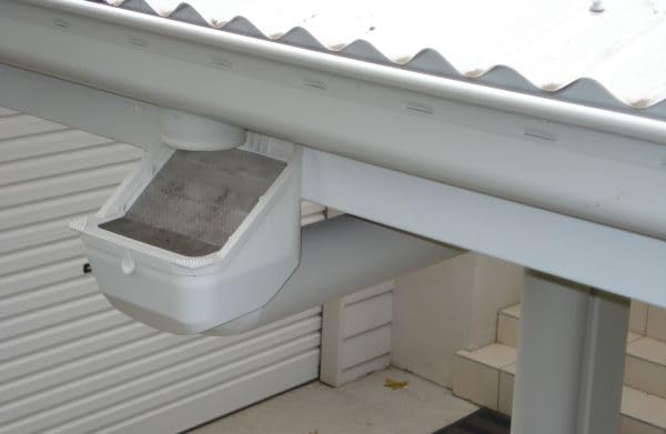 Rain Harvesting installed in vertical downspout illustrating space-saving installation