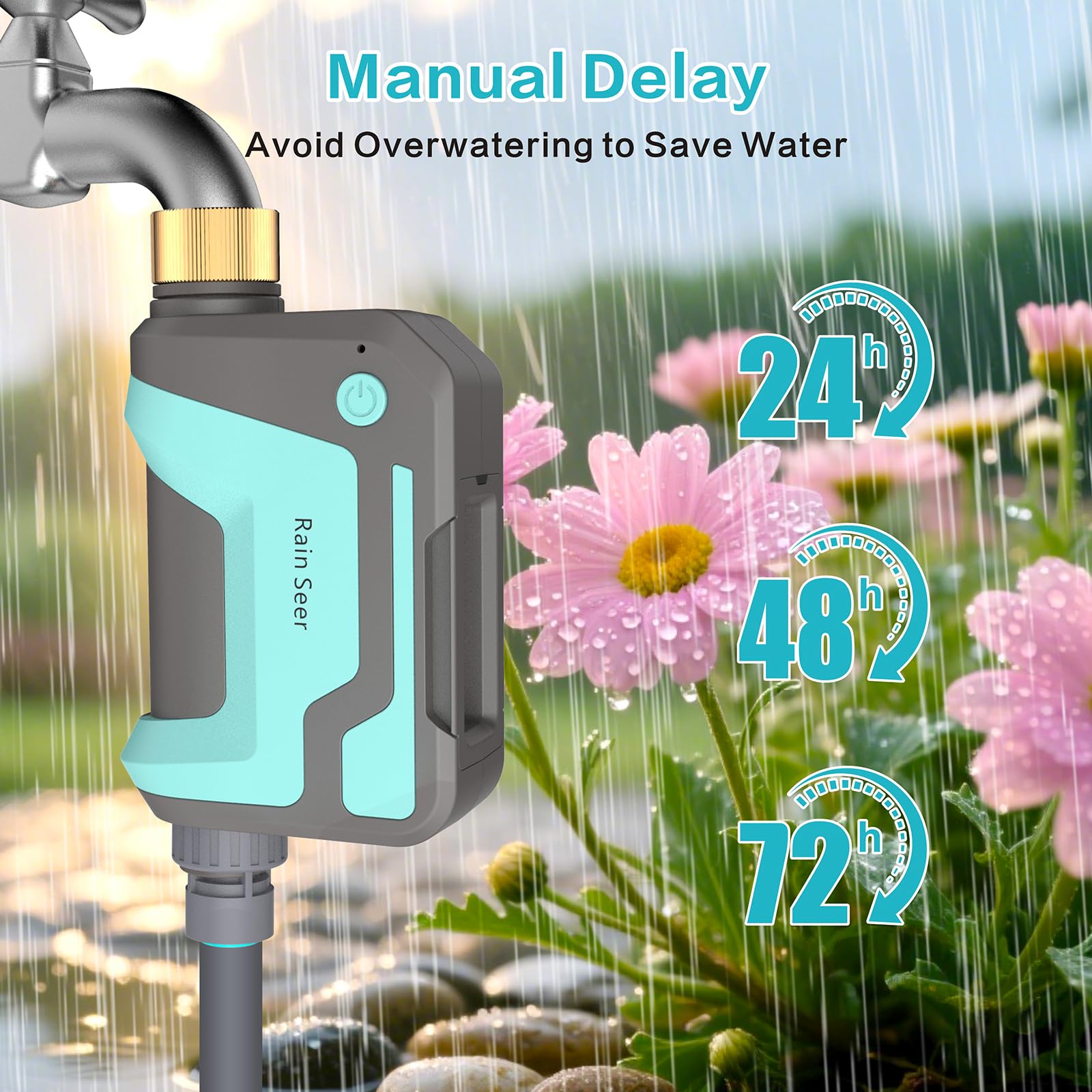RAIN SEER covering wide garden area to show long-range RF benefit