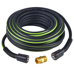 RainBello front view of coiled 50ft hose, showing length and packaging benefit
