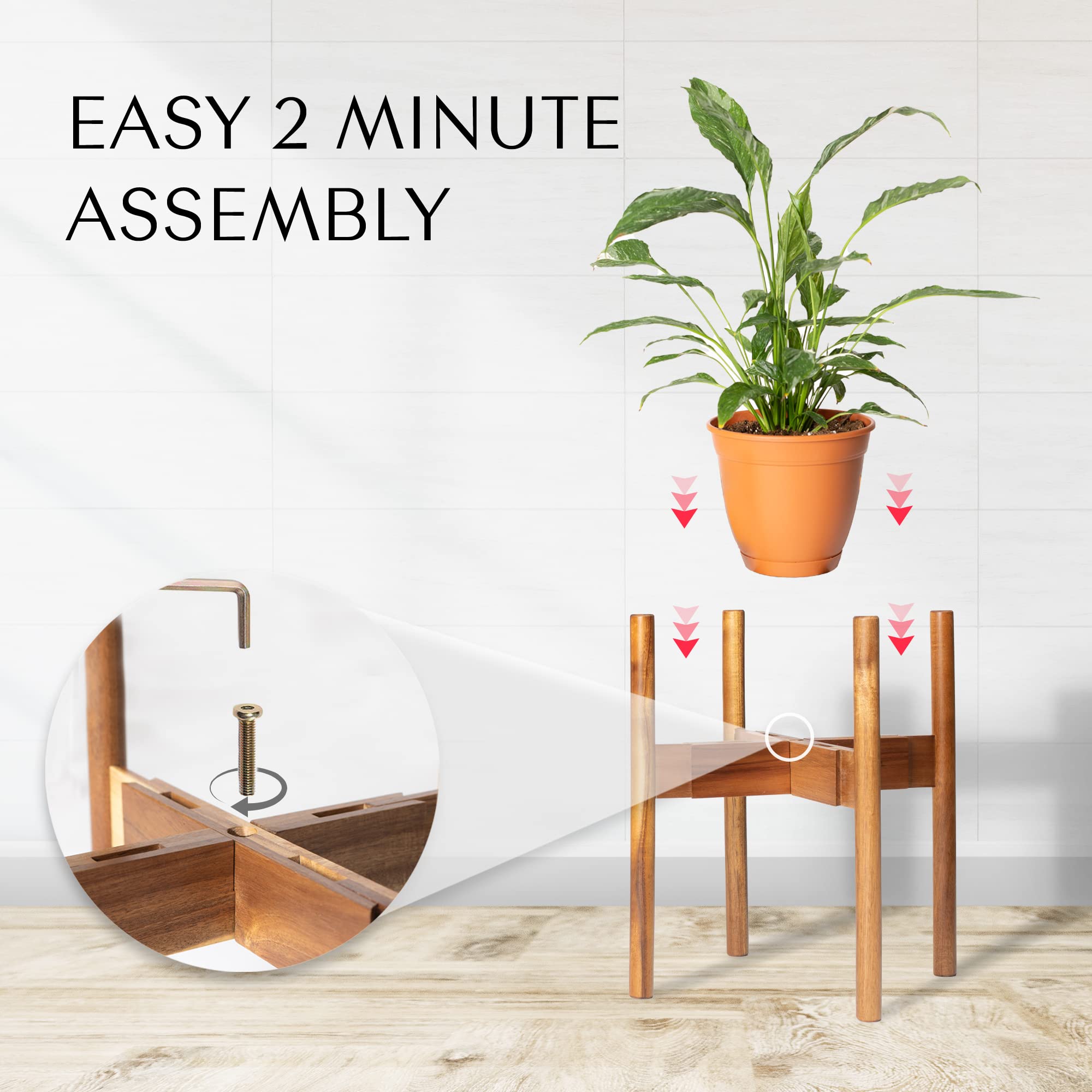 RAINBLELAND adjustable stand holding a ceramic pot demonstrating stable heavy-duty support