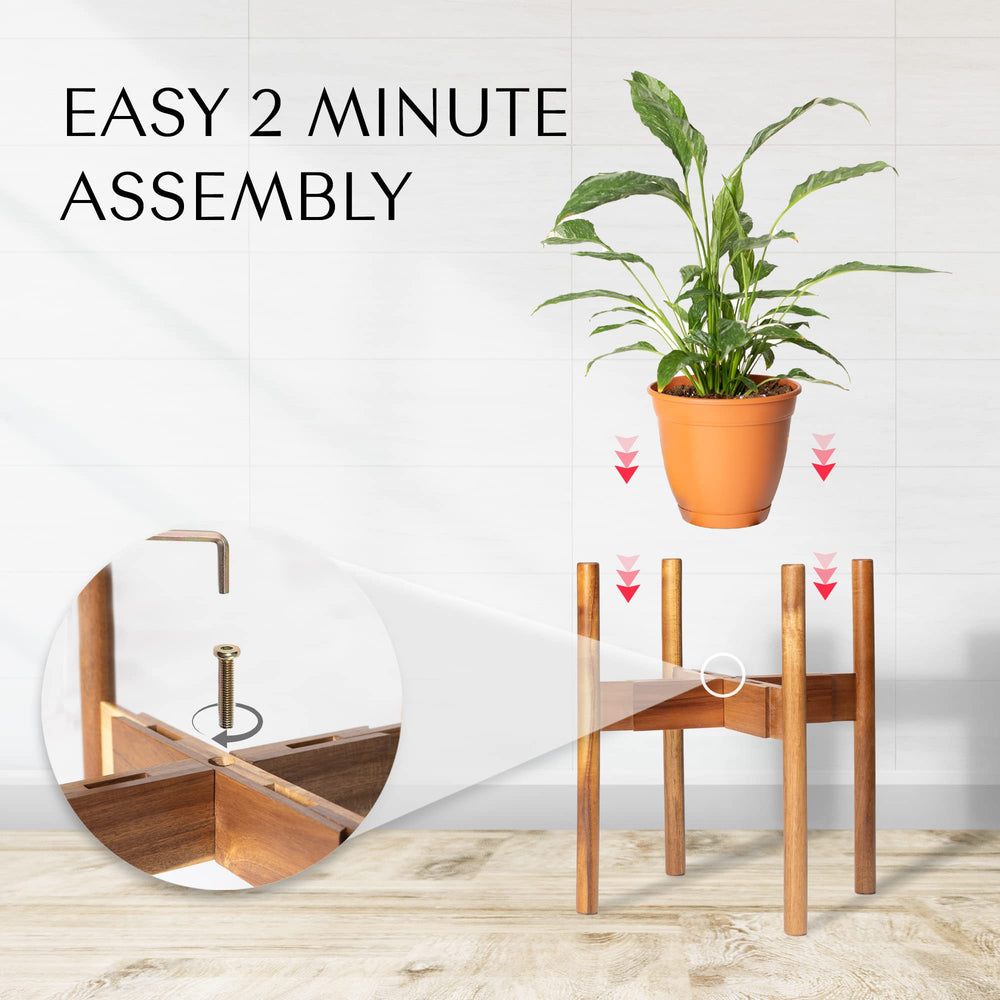 RAINBLELAND adjustable stand holding a ceramic pot demonstrating stable heavy-duty support